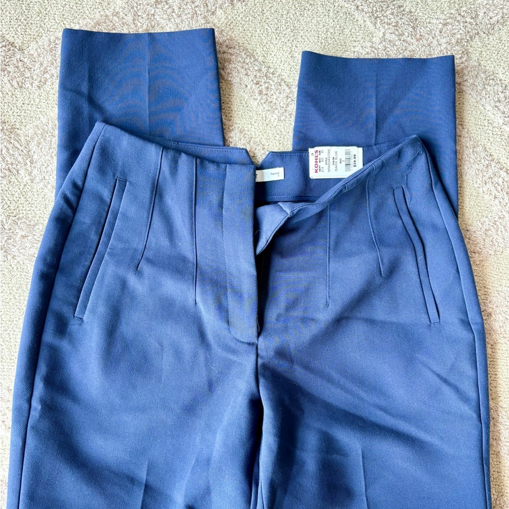 Nine West Dark Blue Tapered Dress Pants